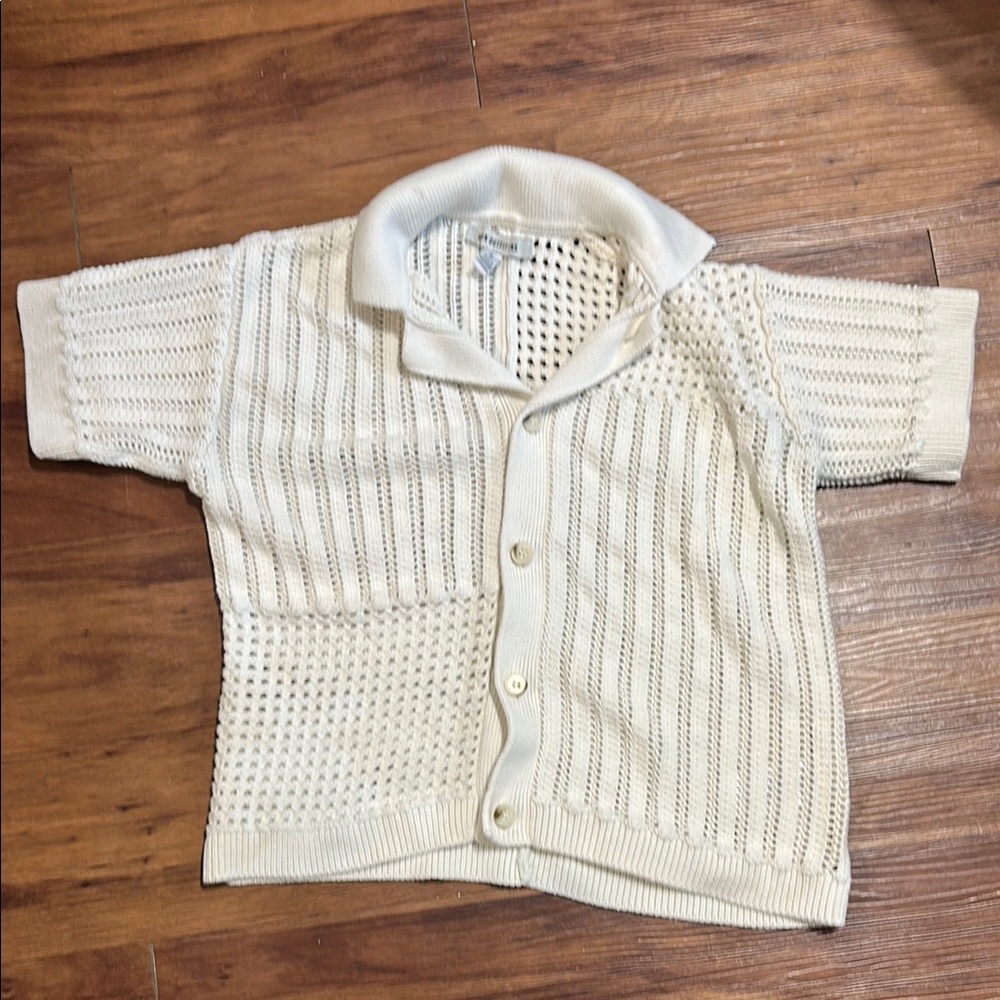 Cream Knit Short Sleeve button up